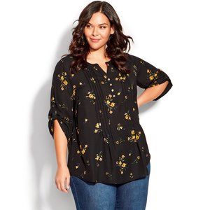 Plus Size Evans Popover Black Floral Blouse Size 18